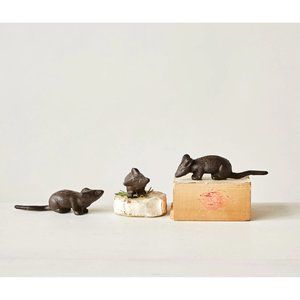 Set of 3 Cast Iron Mouse Figures for Charcuterie Boards